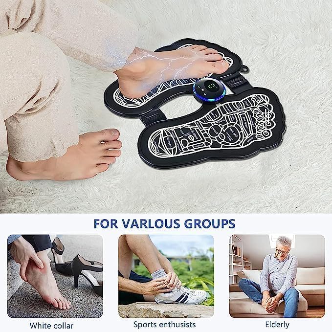 6 Modes EMS Foot Massager - Pain Relief, Blood Circulation, 9 Intensity Levels