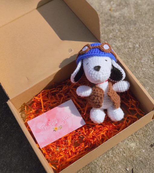 Adorable Crochet Dog With Accompanying Box And Card