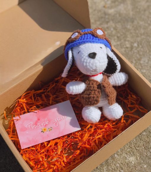 Adorable Crochet Dog With Accompanying Box And Card