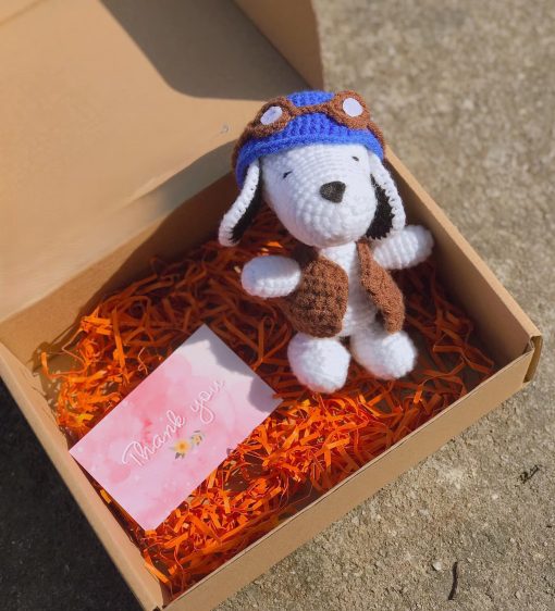 Adorable Crochet Dog With Accompanying Box And Card