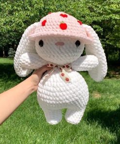 Adorable Handmade Crochet White Bunny With A Cute Hat