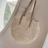 Handmade Woven Straw Round Beach Bag For Women