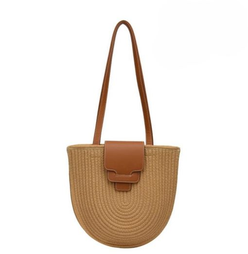 Woven Straw Shoulder Bag With Long Handles For Women1