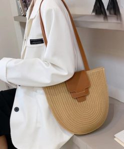 Woven Straw Shoulder Bag With Long Handles For Women1