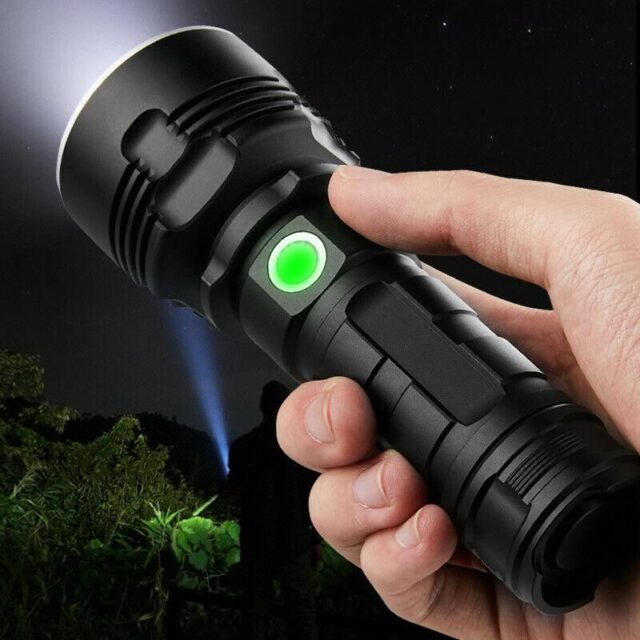 High Power XHP70 LED Tactical Flashlight USB Rechargeable