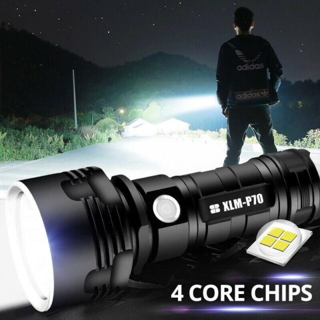 High Power XHP70 LED Tactical Flashlight USB Rechargeable - Image 2