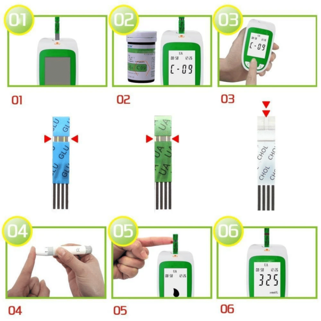 2-in-1 Monitor (Cholesterol & Uric Acid) Complete Set – Includes Lancing Device and Lancets - Image 2