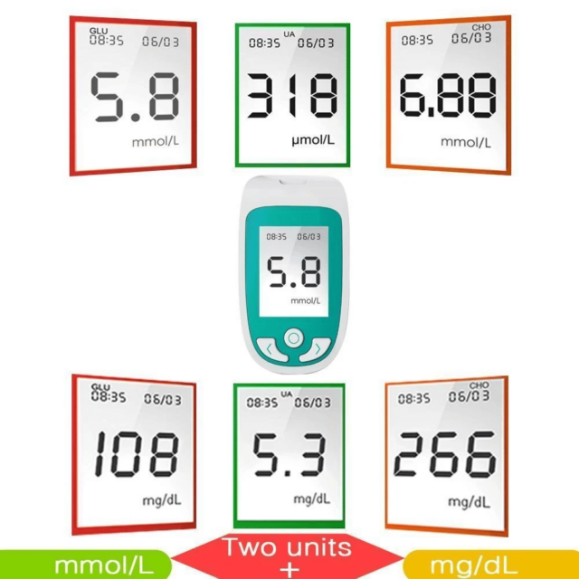 2-in-1 Monitor (Cholesterol & Uric Acid) Complete Set – Includes Lancing Device and Lancets - Image 3