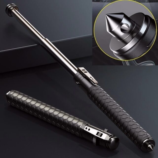 Automatic Spring Telescopic Hiking Stick with Anti-Slip Handle