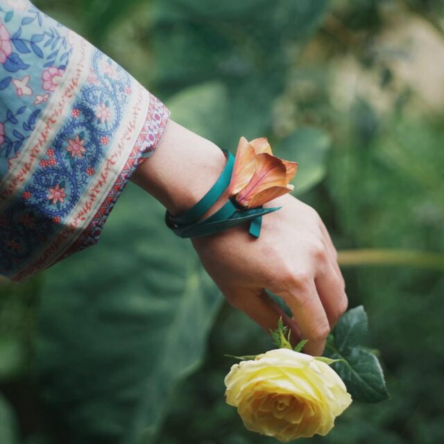 Handcrafted Leather Wrap Bracelet with Floral Carving - Image 3