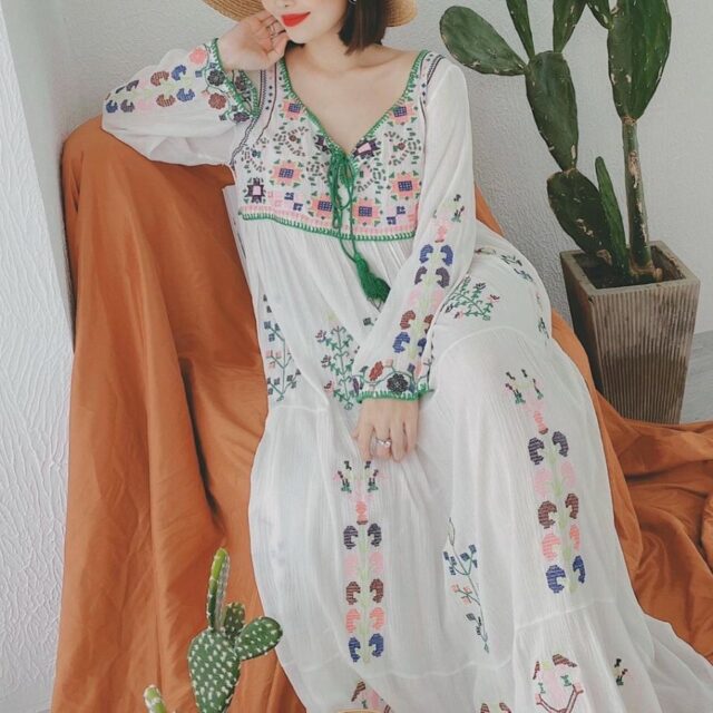 Handmade Bohemian Embroidered Maxi Dress - Image 3