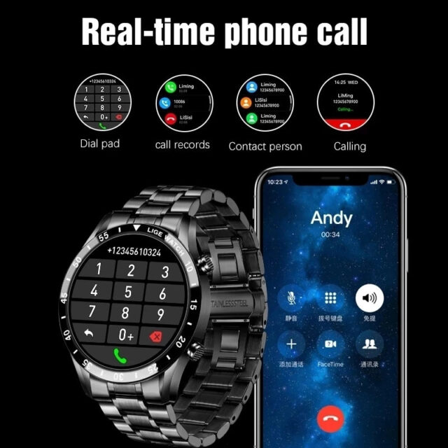 Luxury Full Circle Touch Screen Bluetooth Smart Watch with Steel Band - Image 3