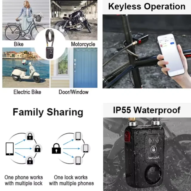 Smart 110dB Bike Alarm Lock with Bluetooth Control - Image 7