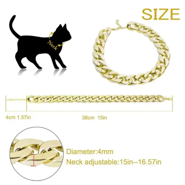 Hip Hop Dog Collar Chain for Small Pets (15 Inches) - Image 9