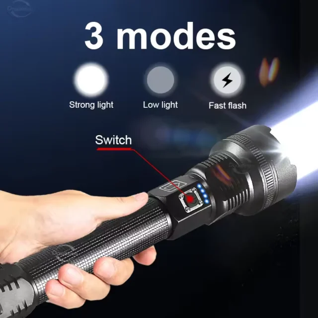 High-Power USB Rechargeable Flashlight with Zoom and 3 Light Modes - Image 6