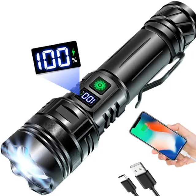 Ultra-Bright Rechargeable LED Flashlight with Zoom & 5 Modes