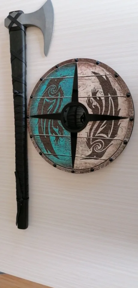 30cm Wooden Viking Battle Shield Wall Decoration Pendant photo review