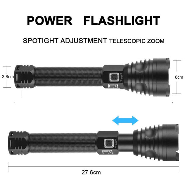 High-Power USB Rechargeable Flashlight with Zoom and 3 Light Modes - Image 3