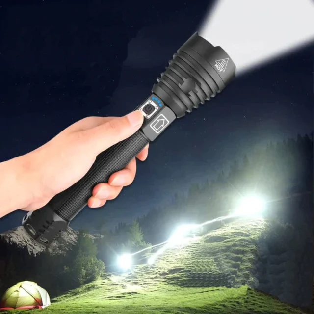 High-Power USB Rechargeable Flashlight with Zoom and 3 Light Modes