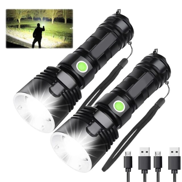 P70 Super Bright LED Flashlight, USB Rechargeable, Waterproof Torch - Image 2