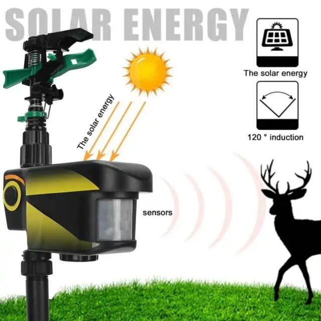 Solar Motion-Activated Sprinkler Animal Repellent & Irrigation System - Image 9