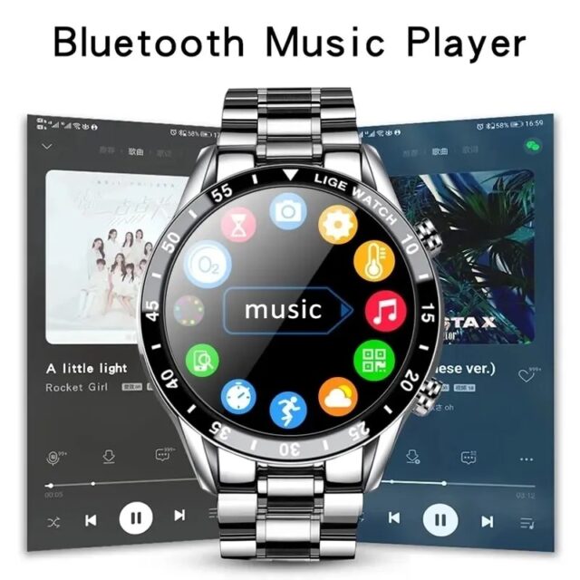 Luxury Full Circle Touch Screen Bluetooth Smart Watch with Steel Band - Image 6