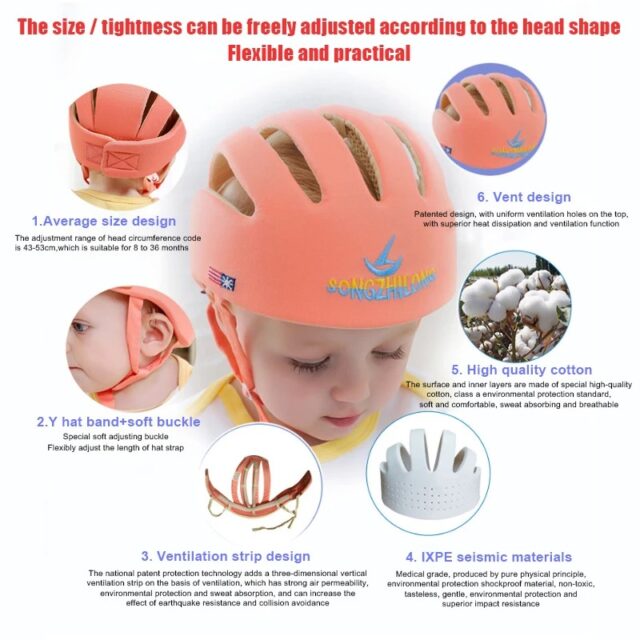 Baby Safety Helmet – Soft & Breathable Cotton Hat for Crawling & Walking (6M–5Y) - Image 7