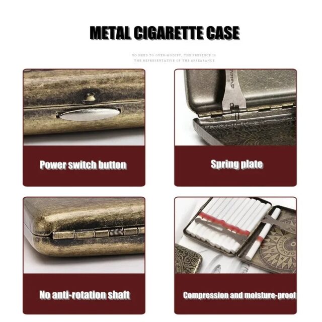 Vintage Metal Cigarette Case - Holds 20 Cigarettes - Image 6