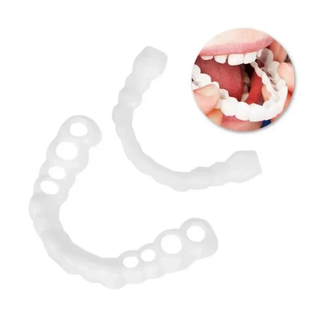 Reusable Silicone Dentures For Upper And Lower Jaws
