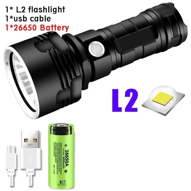 P70 Super Bright LED Flashlight, USB Rechargeable, Waterproof Torch - Image 8